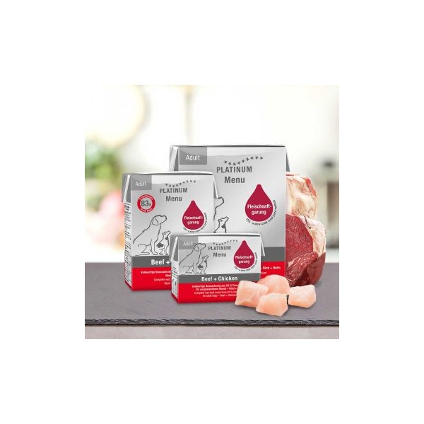 PATEE pour chien LOT DE 12 MENU au boeuf et poulet PLATINUM-DOGFRENCHTOUCH