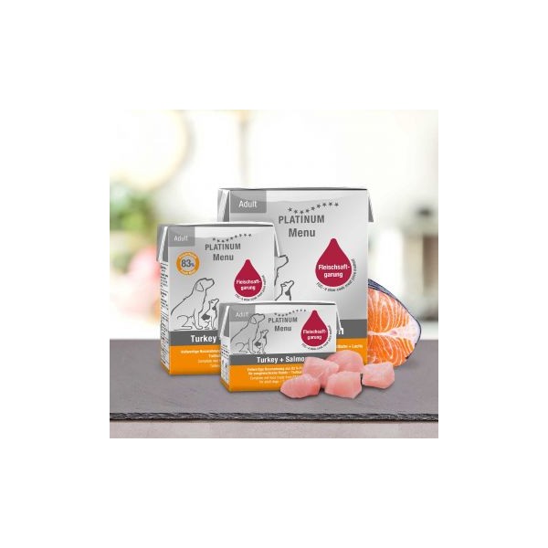 PATEE pour chien LOT DE 12 MENU à la dinde et saumon PLATINUM-DOGFRENCHTOUCH