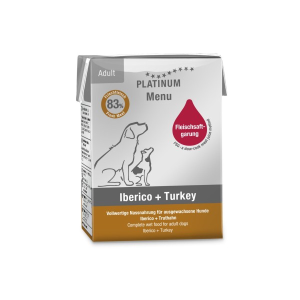 PATEE pour chien LOT DE 12 MENU au porc ibérique et dinde PLATINUM-DOGFRENCHTOUCH