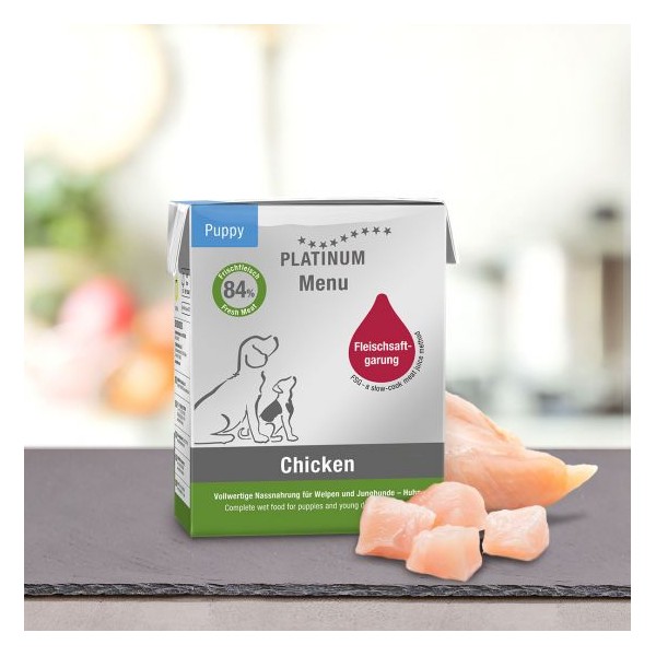 PATEE pour chiot LOT DE 12 MENU au poulet PLATINUM-DOGFRENCHTOUCH