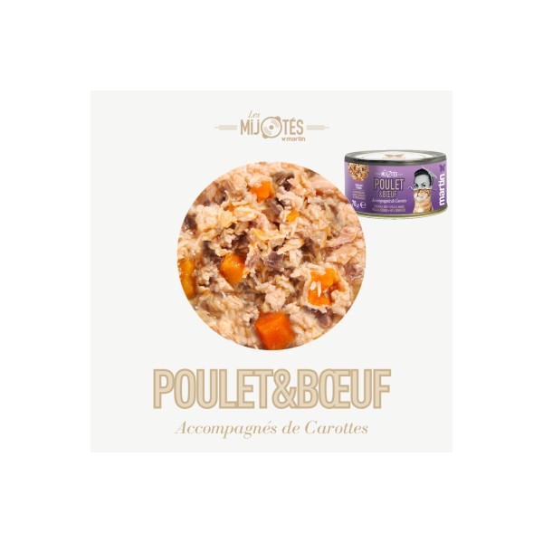 PATEE pour chat Mijotés de poulet et boeuf 70g x12 MARTIN FOOD MARTIN SELLIER-DOGFRENCHTOUCH