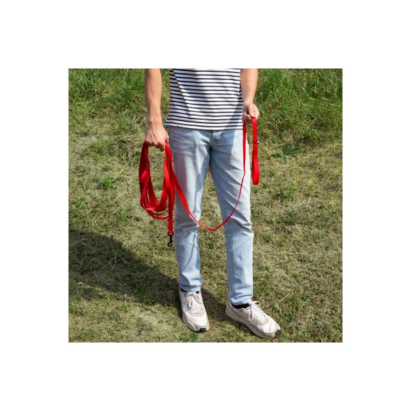 LONGE DE TRAVAIL pour chien avec poignée couleur rouge MARTIN SELLIER-DOGFRENCHTOUCH