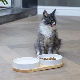GAMELLES DOUBLES pour chien ou chat en céramique blanche LOJS DESIGNED BY LOTTE-DOGFRENCHTOUCH