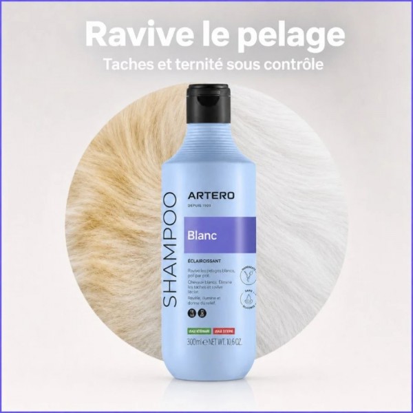 SHAMPOOING BLANC pour chien et chat à poils blancs ARTERO-DOGFRENCHTOUCH