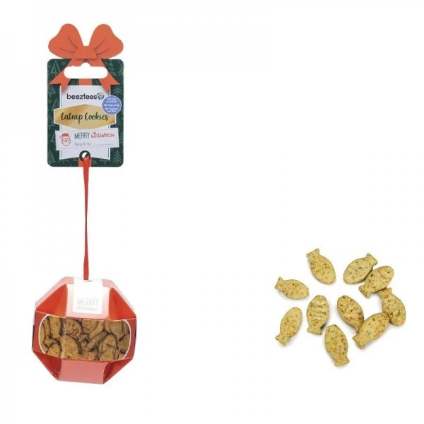 FRIANDISES pour chat BOULE DE NOEL CATNIP COOKIES poulet/thon BEEZTEES-DOGFRENCHTOUCH