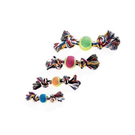 JOUET pour chien CORDE NOEUD + BALLE DE TENNIS CAMON-DOGFRENCHTOUCH