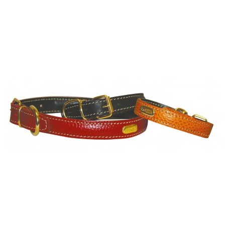 Collier plat cuir de veau souple noir pour chien CAMON