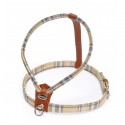 Harnais écossais beige cuir de veau pour chien CAMON