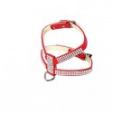 Harnais en cuir rouge avec strass double réglage pour chien CAMON