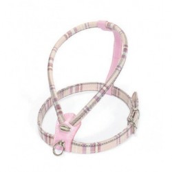 Harnais écossais rose cuir de veau pour chien CAMON