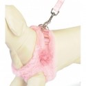 HARNAIS ET LAISSE pour chien en fourrure couleur rose CAMON-DOGFRENCHTOUCH