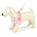 HARNAIS ET LAISSE pour chien en fourrure couleur rose CAMON-DOGFRENCHTOUCH