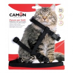 Harnais grand chat nylon + sa laisse assortie CAMON