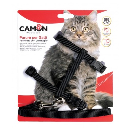 Harnais grand chat nylon + laisse CAMON