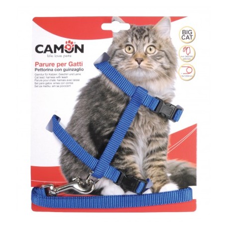 Harnais grand chat nylon + laisse CAMON