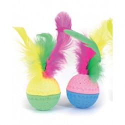 JOUETS pour chat LOT 2 BALLES EPONGE avec PLUMES CAMON-DOGFRENCHTOUCH