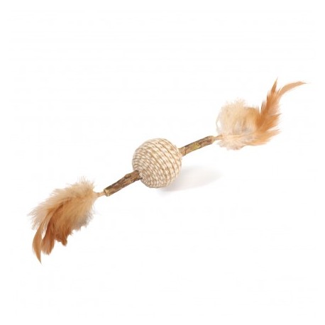 Stick MATATABI pour chat avec plumes + balle en jute CAMON