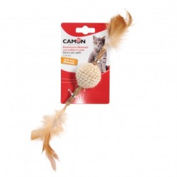 JOUET pour chat STICK MATATABI avec plumes + balle en jute CAMON-DOGFRENCHTOUCH
