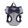 Harnais gris avec nœud bleu marine LOVE pour chien CAMON