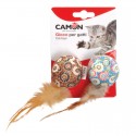 JOUET pour chat LOT 2 BALLES en tissus avec plume CAMON
