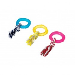 Anneau fluo en caoutchouc TPR avec corde pour chien et chiot FLAMINGO