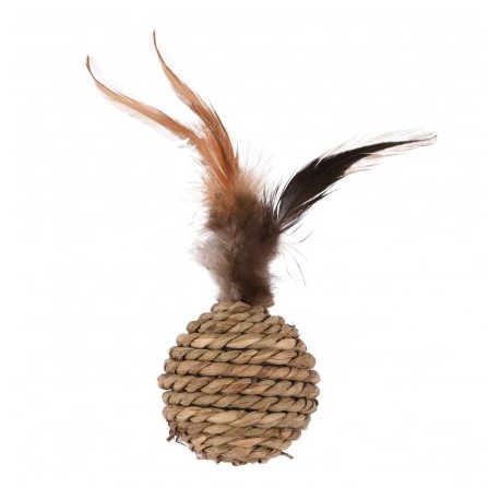 Jouet pour chat Balle en sisal avec plumes FLAMINGO