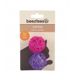 JOUETS pour chat LOT 2 BALLES ROTAN avec herbe à chat BEEZTEES-DOGFRENCHTOUCH