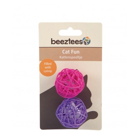JOUETS pour chat LOT 2 BALLES ROTAN avec herbe à chat BEEZTEES-DOGFRENCHTOUCH