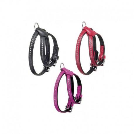 Harnais collerette pour chiens strass fuchsia MONTE CARLO KARLIE