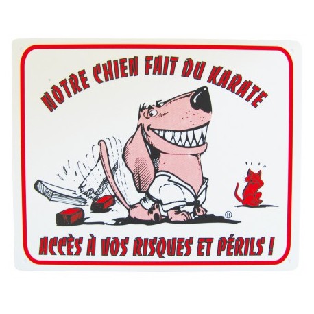 Plaque humour ATTENTION AU CHIEN KARLIE