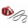 Harnais pour chat noir et rouge + laisse noire KARLIE