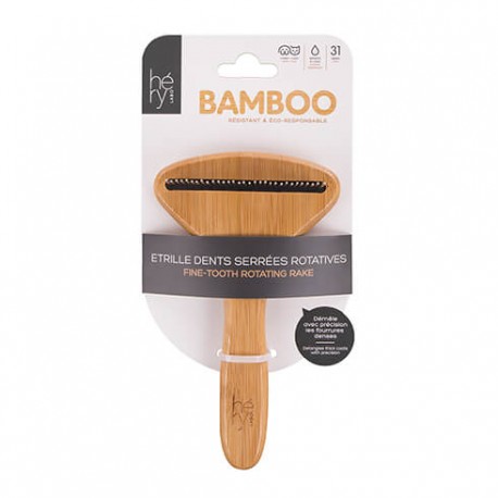 ETRILLE BAMBOU DENTS SERREES ROTATIVES pour chiens et chats HERY