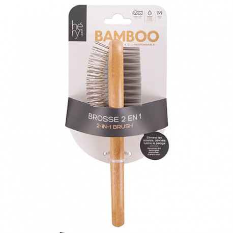 Brosse 2 en 1 en bambou pour chien et chat HERY