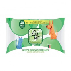 40 Lingettes nettoyantes aux Protéines de soie et aloe pour chien et chat LEOPET