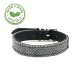 Collier en cuir végétal et tweed noir pour chien LEOPET