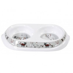Gamelle double mélaminée motif chat CAMON