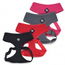 Harnais réglable en maille douce respirante rouge LEOPET