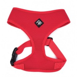 Harnais réglable en maille douce respirante rouge LEOPET