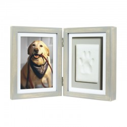Double cadre photo beige avec empreinte de patte en plâtre Pearhead