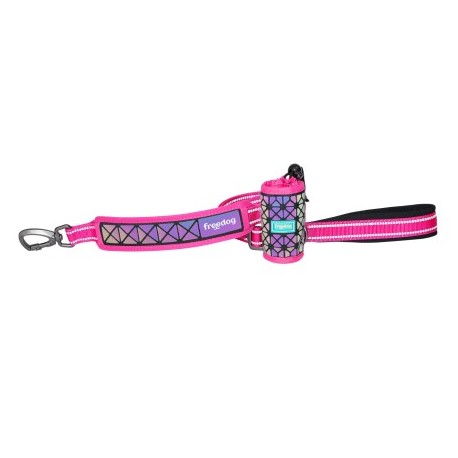 LAISSE DOUBLE POIGNEE REFLECHISSANTE pour chien BORÉAL couleur rose FREEDOG-DOGFRENCHTOUCH