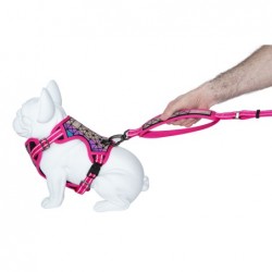 LAISSE DOUBLE POIGNEE REFLECHISSANTE pour chien BORÉAL couleur rose FREEDOG-DOGFRENCHTOUCH