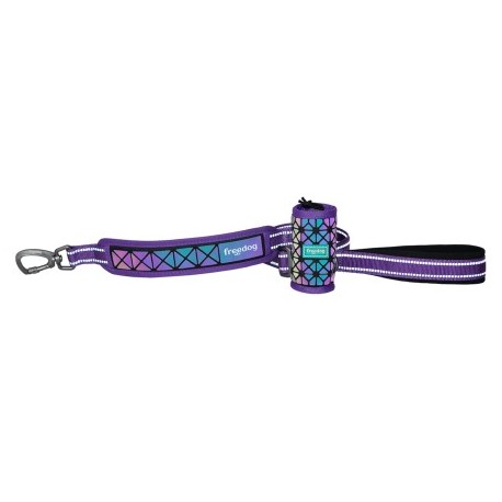 LAISSE DOUBLE POIGNEE REFLECHISSANTE pour chien BORÉAL couleur violet FREEDOG-DOGFRENCHTOUCH