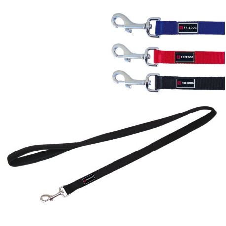 Laisse nylon ERGONOMIQUE noir pour chien FREEDOG