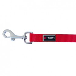 Laisse nylon ERGONOMIQUE rouge pour chien FREEDOG