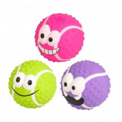 Balle SMILEY en latex de 7 cm pour chien FLAMINGO