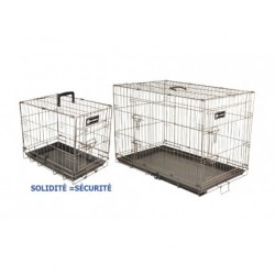 Cage métal pliante fond ABS pour transport chien KARLIE