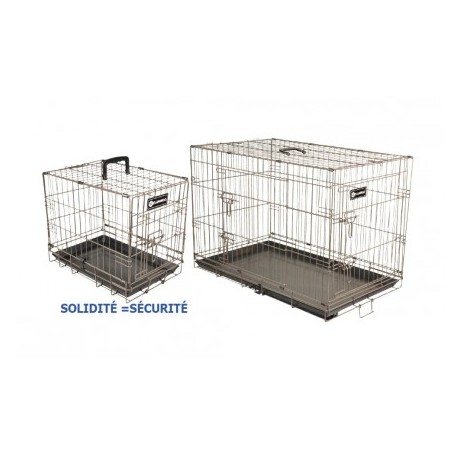 Cage métal pliante fond ABS pour transport chien KARLIE