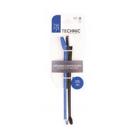 BROSSES A DENTS LOT DE 2 pour chien DOUBLE TECHNIC HERY-DOGFRENCHTOUCH