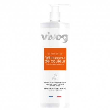 SHAMPOOING pour chien REHAUSSEUR DE COULEURS Luminosité et Brillance VIVOG-DOGFRENCHTOUCH