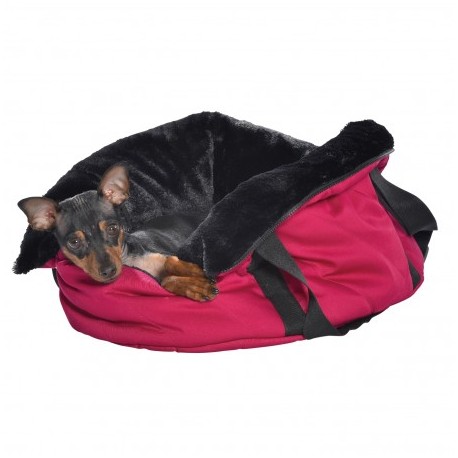 Sac de transport transformable pour chien couleur framboise MOELLEUX BOBBY